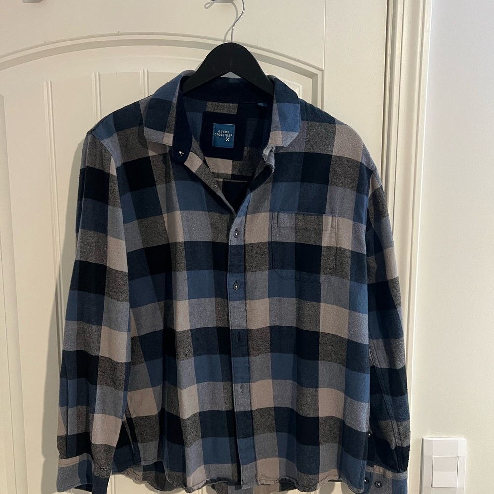 Blue and Gray Plaid Men's Shirt